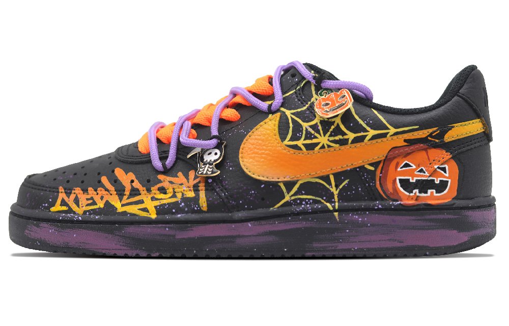 Nike Court Vision Low Non slip Lightweight Low Top Skateboard Shoes Unisex Black Yellow
