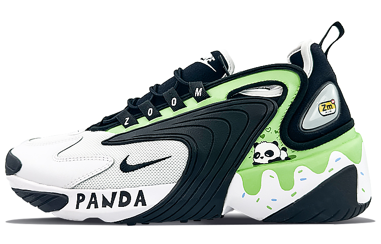 Nike Zoom 2K Low-Top Running Shoes Unisex Black White Green