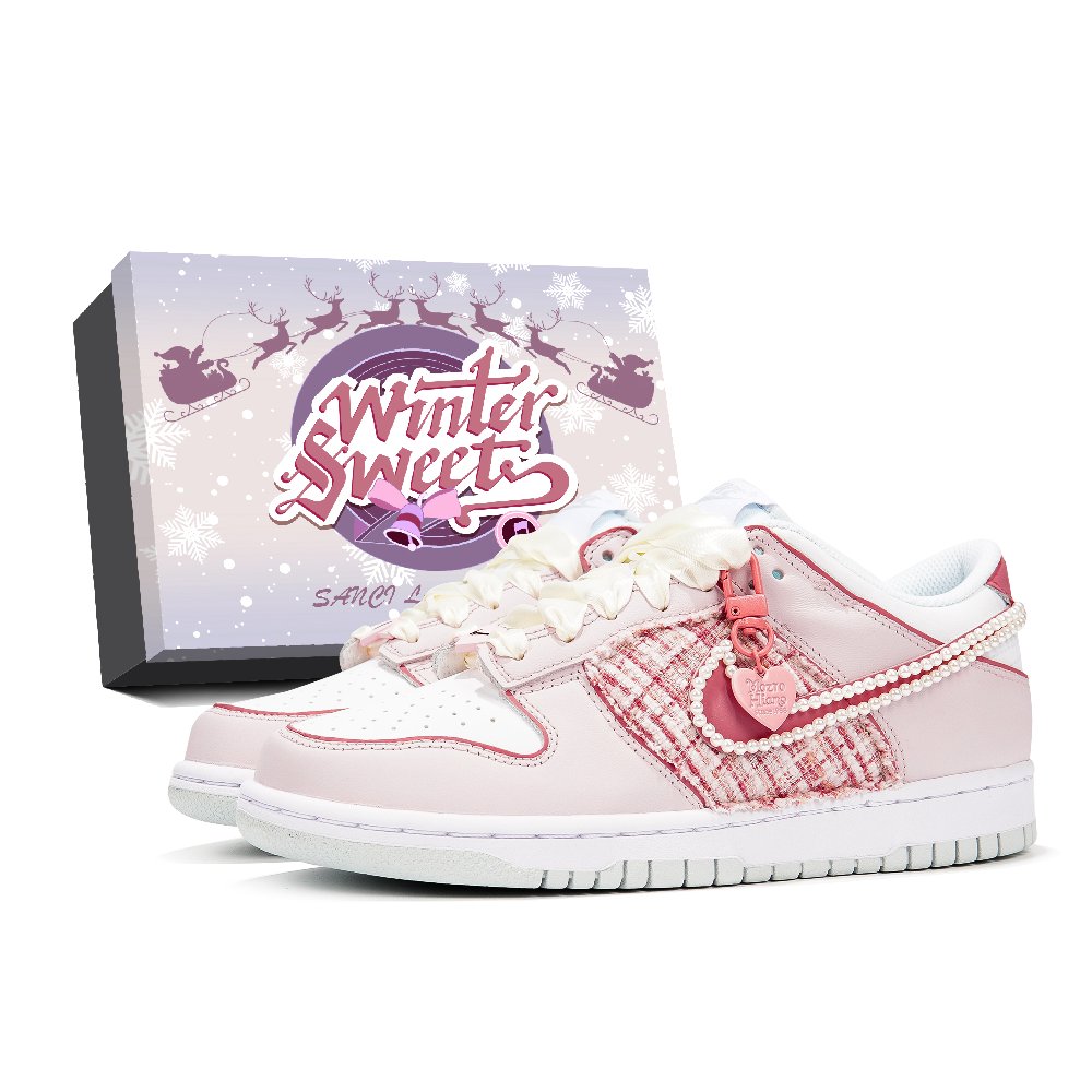 Nike Dunk Low Low-Top Skateboard Shoes GS White Pink
