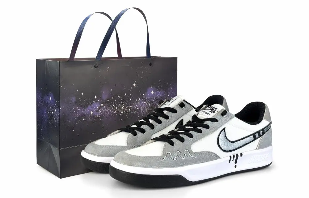 Nike SB Adversary Abrasion Resistant Low top Skateboard Shoes Unisex Gray Silver