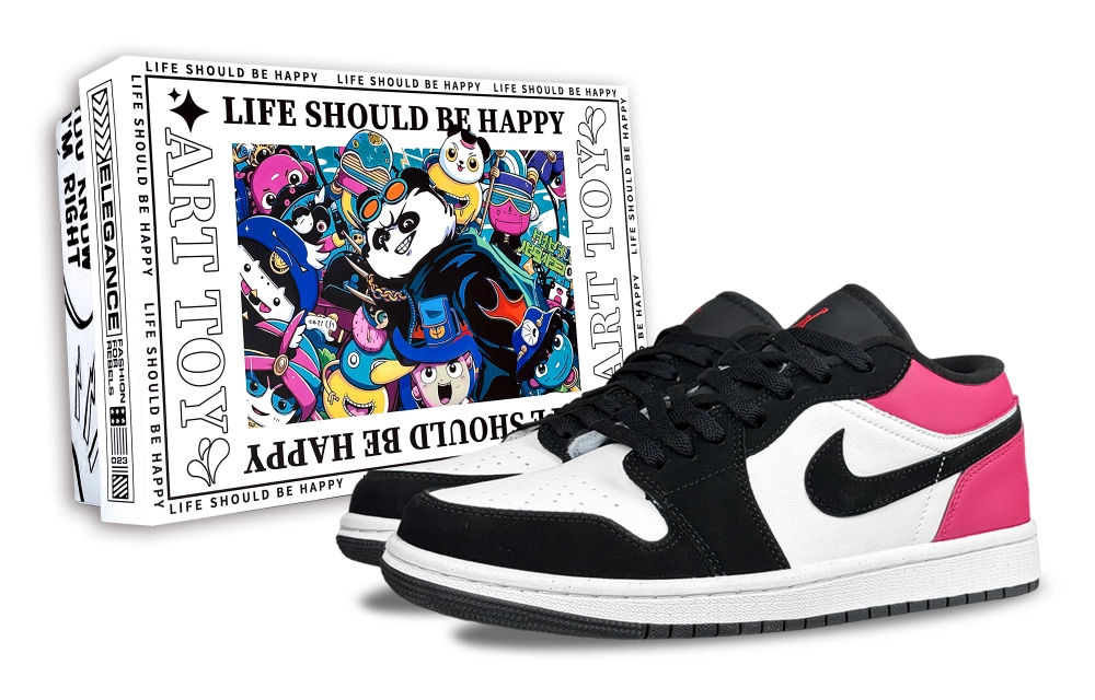 Jordan Air Jordan 1 Pink Leopard, Trendy Toy, Box Abrasion Resistant Low top Vintage Basketball Shoes Unisex Black Pink