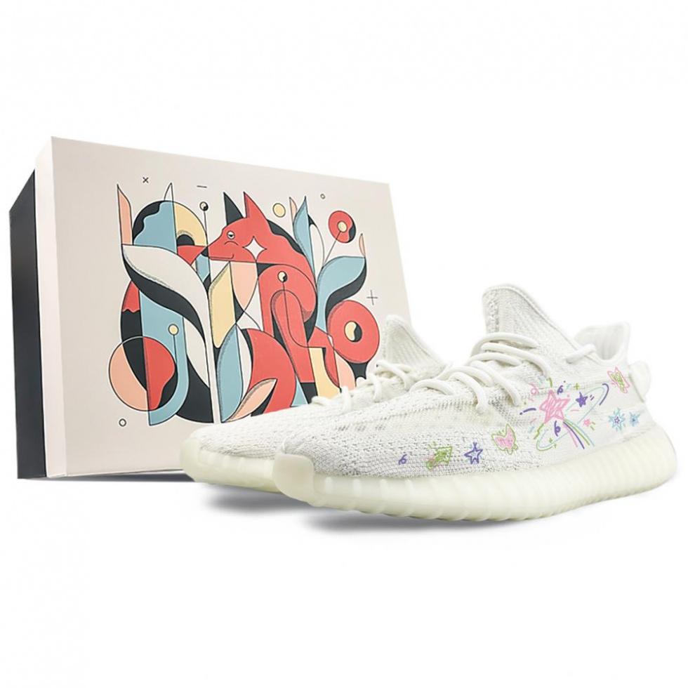 Adidas Originals Yeezy Boost 350 Anti-Slip Wear-Resistant Low-Top Casual Shoes Unisex Pink White