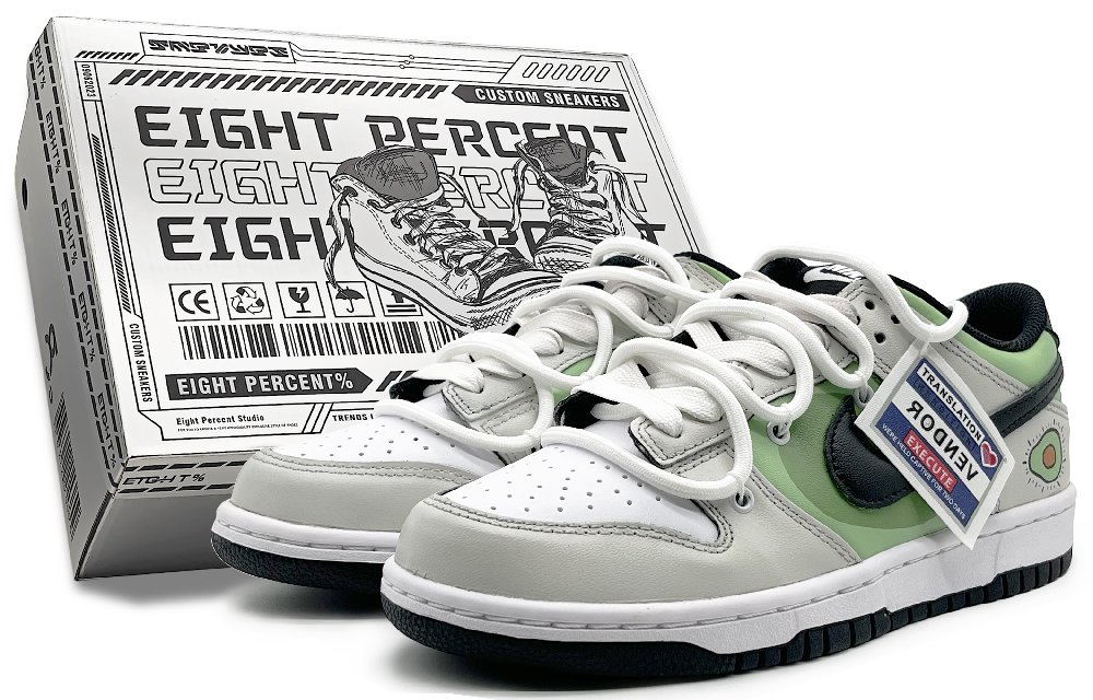 Nike Dunk Retro Anti-Slip Wear-Resistant Low-Top Skateboard Shoes Unisex White Gray Green