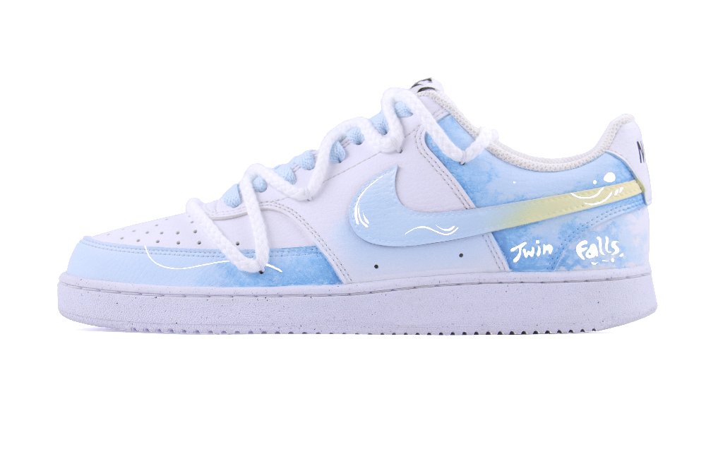 Nike Court Vision 1 Anti Slip Wear Resistant Low Top Skateboard Shoes Men's White Blue