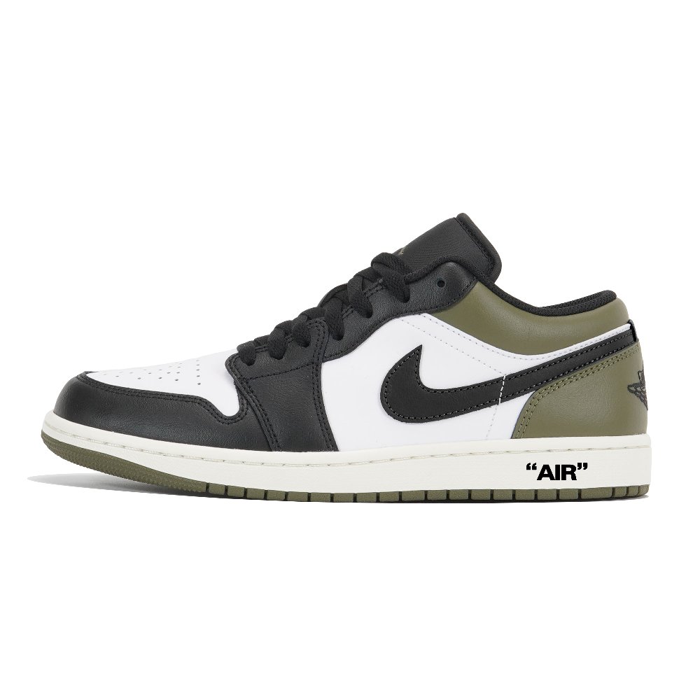 Jordan Air Jordan 1 Cushioning Anti-Slip And Wear-Resistant Low-Top Vintage Basketball Shoes Unisex Black White Green