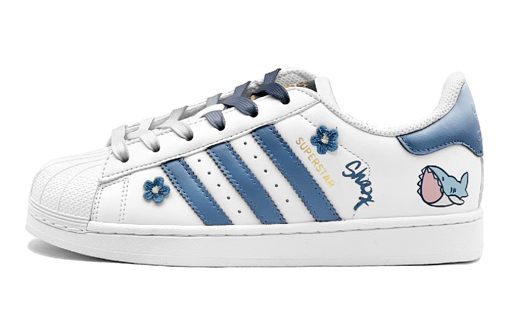Adidas Originals Superstar Skateboard Shoes Unisex Low-Top White/Blue