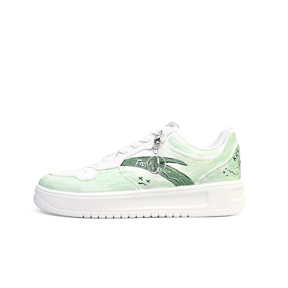 Anta Relaxed Slip Resistant, Lightweight, And Breathable Low Top Skateboard Shoes Unisex White Green