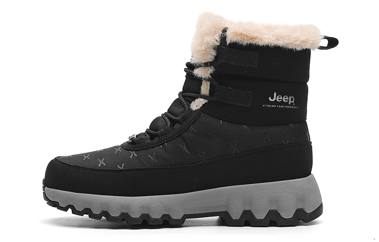 Jeep Warm Wear-Resistant Cushioning Height Increasing Slip-Resistant Coverage Short Snow Boots Unisex Black
