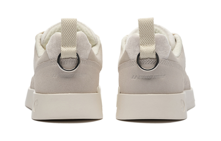 LI NING 1990 Wind Chimes Anti Slip Wear Resistant Low Top Skateboard Shoes Women's Pearl White