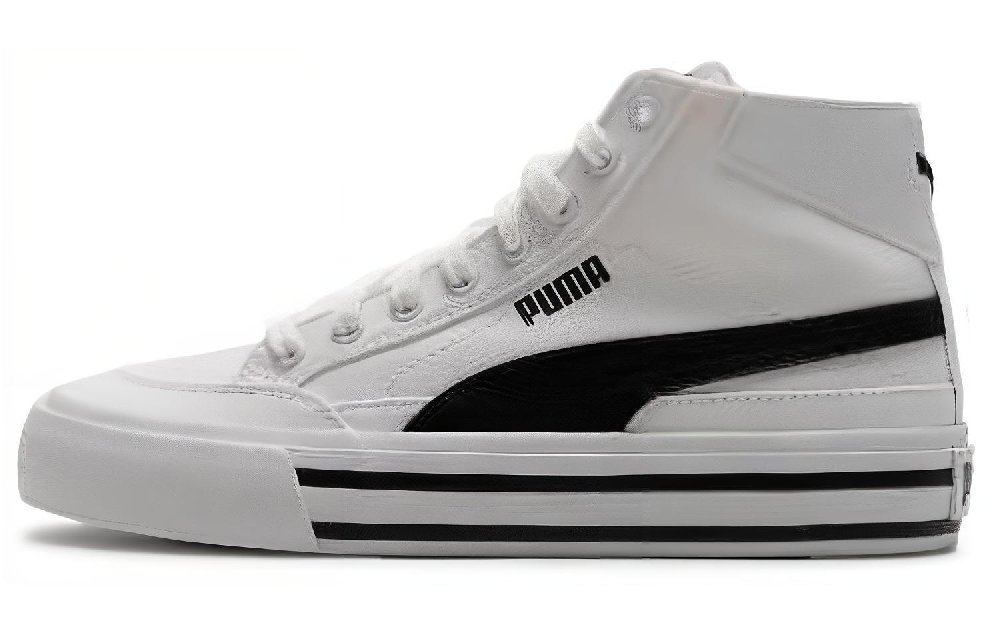 PUMA Court Classic Collection Abrasion Resistant Breathable Low Top Skateboard Shoes Unisex White Black