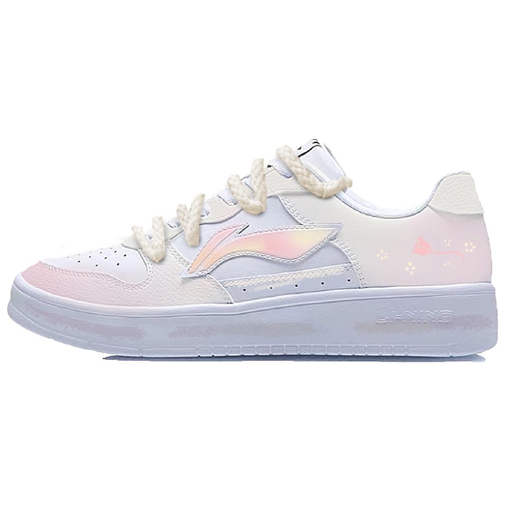 LiNing Pontoon Boats Slip Resistant, Abrasion Resistant, Lightweight Low top Skateboard Shoes Women's White Pink