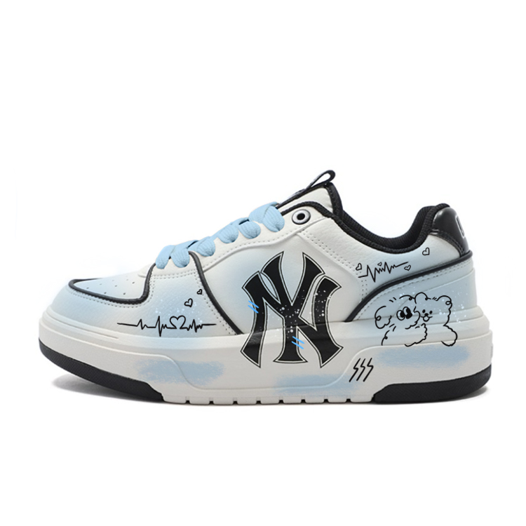 MLB Chunky Liner Love Repair Dog Couple's Wear-Resistant Height Increasing Low-Top Skateboard Shoes Unisex Black Blue