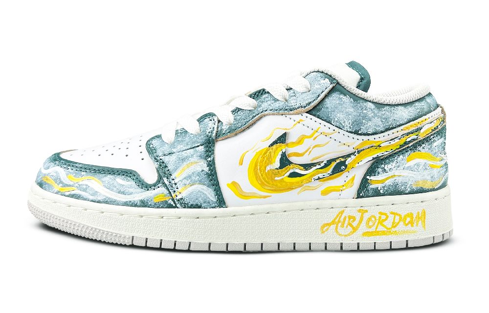 Jordan Air Jordan 1 Gold Touch Charm Low Top Vintage Basketball Shoes Unisex White