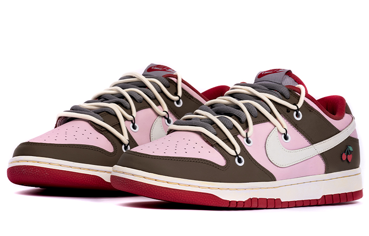 Nike Dunk Anti Slip Wear Resistant Low Top Skateboard Shoes Women's Brown Pink