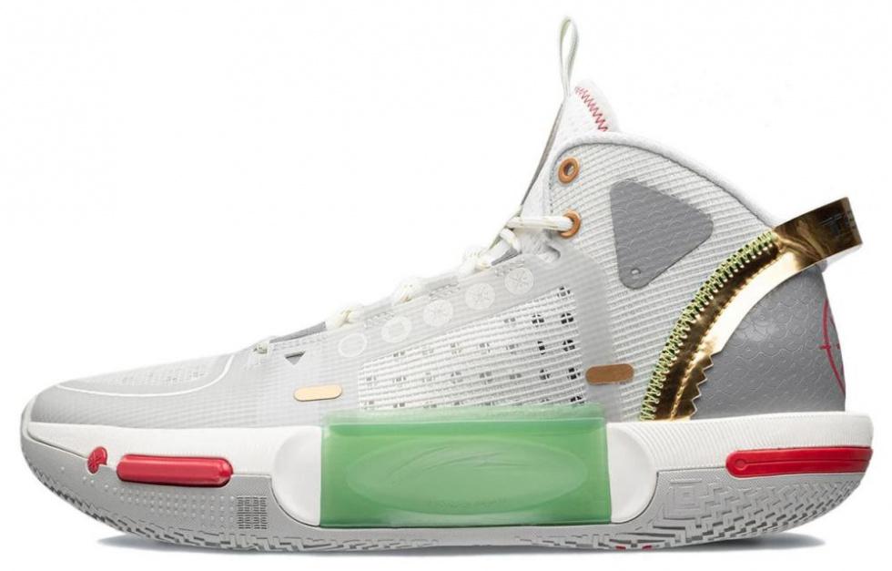 LiNing Shadow 4 Lightweight Rebound Mid-Top Basketball Shoes Gray Green