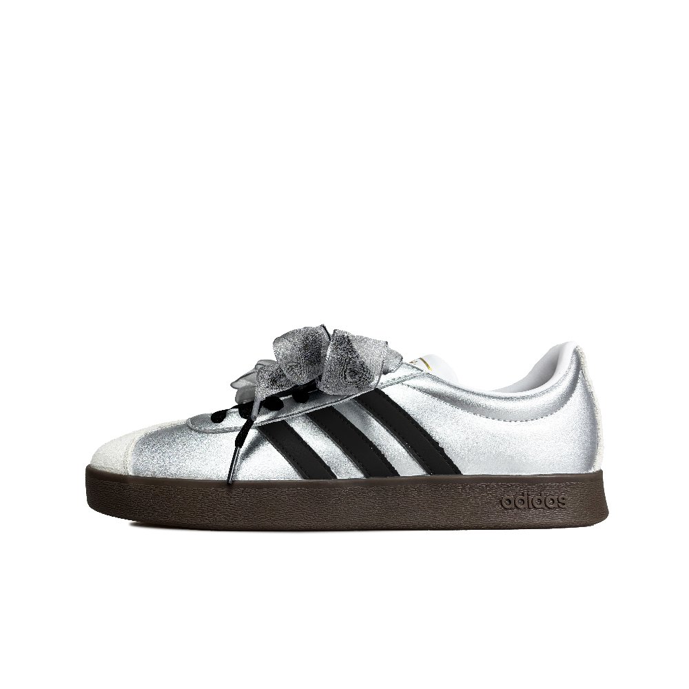 Adidas Neo VL Court 2.0 Gothic Silver Ship Anti Slip Wear Resistant Low Top Skateboard Shoes Unisex Silver Black