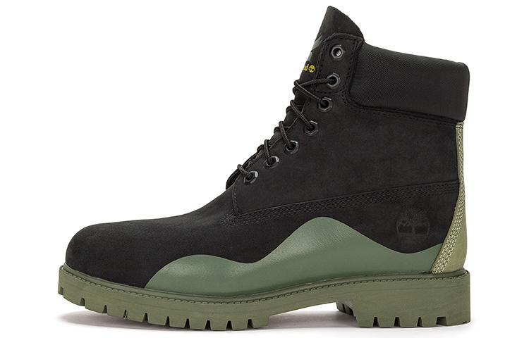 Timberland Heritage 6 Inch Waterproof Boot 'Black Nubuck With Green'