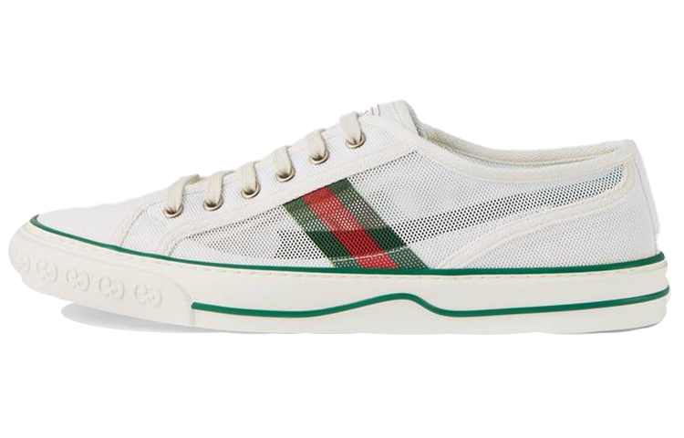 GUCCI Tennis 1977 Low Top Stylish Skateboarding Shoes Men's White Green