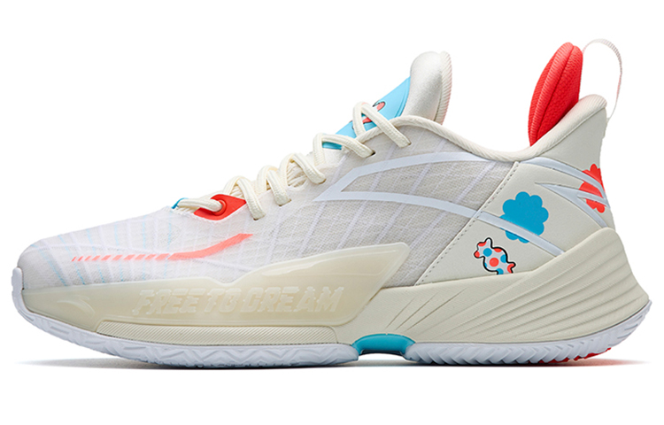 Anta Light Horseman 3 Mid-Top Performance Basketball Shoes Men's White Red Blue