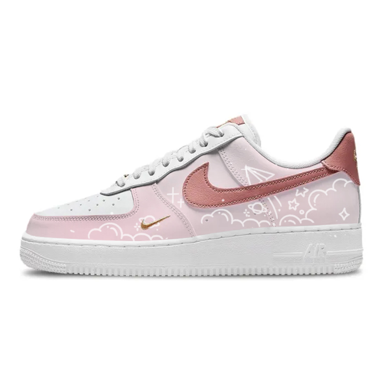 Nike Air Force 1 Anti Slip And Wear Resistant Breathable Low Top Skateboard Shoes Women's White Pink