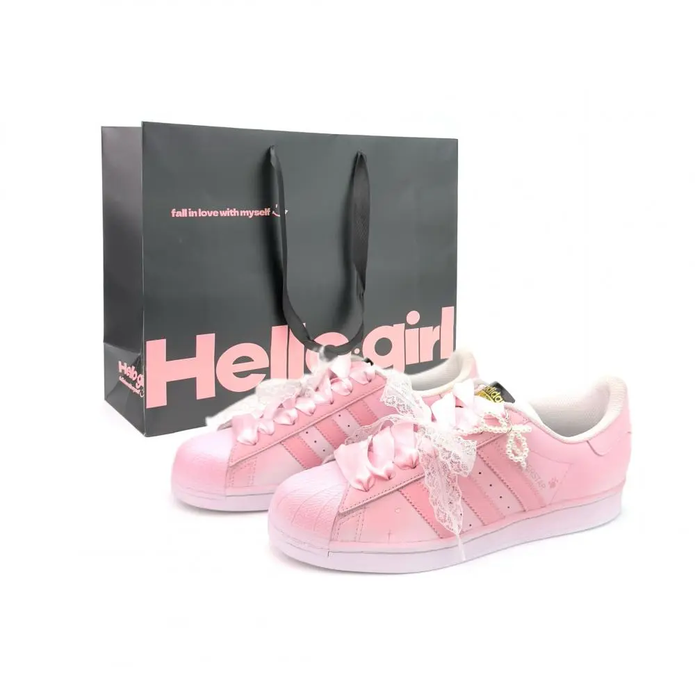 Adidas Originals SUPERSTAR Pink Heartbeat Low top Skateboard Shoes Unisex Pink White