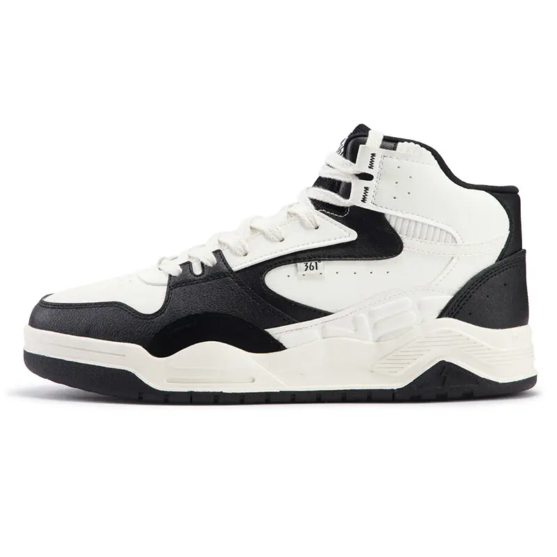 361° Type-burn 4 Warm Slip-Resistant High-Top Skateboard Shoes Men's White Black