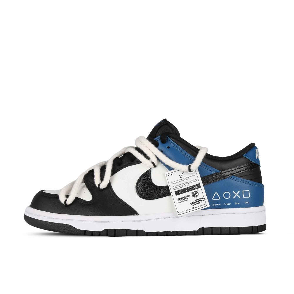 Nike Dunk Low Low-Top Skateboard Shoes GS Black White Blue