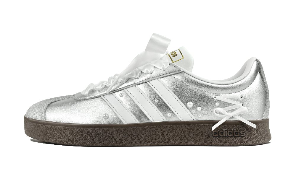 Adidas VL COURT 2.0 Abrasion Resistant Low top Skateboard Shoes Unisex Silver