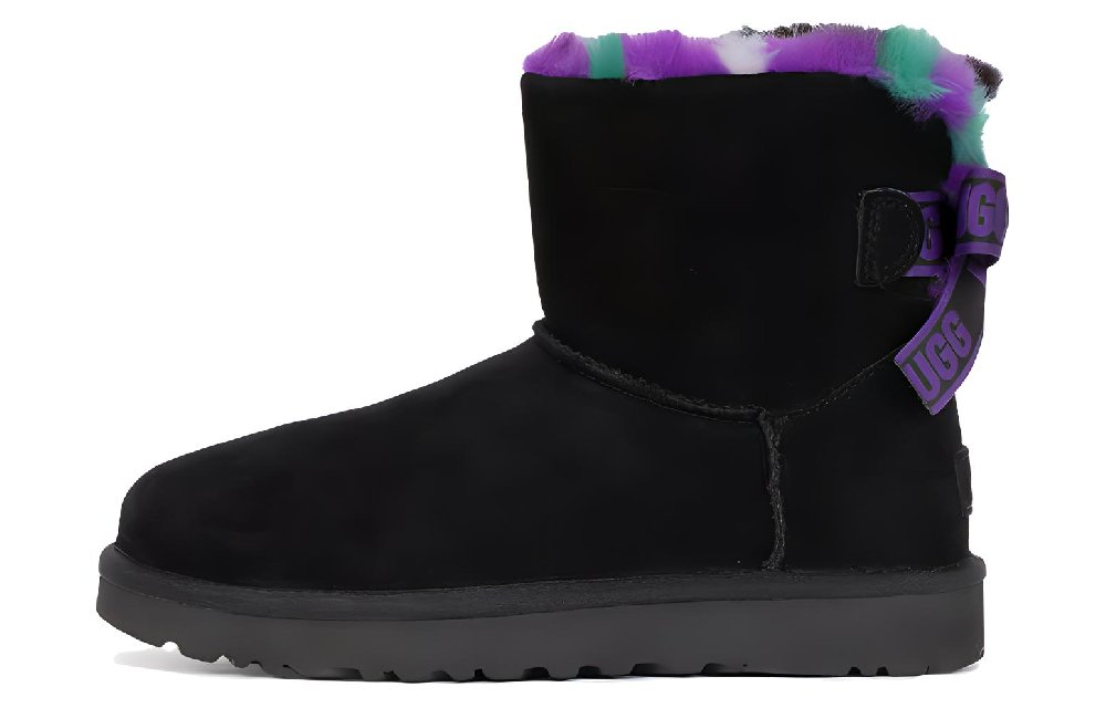UGG Mini Bailey Bow Plaid Punk Boot 'Black Purple' Women's
