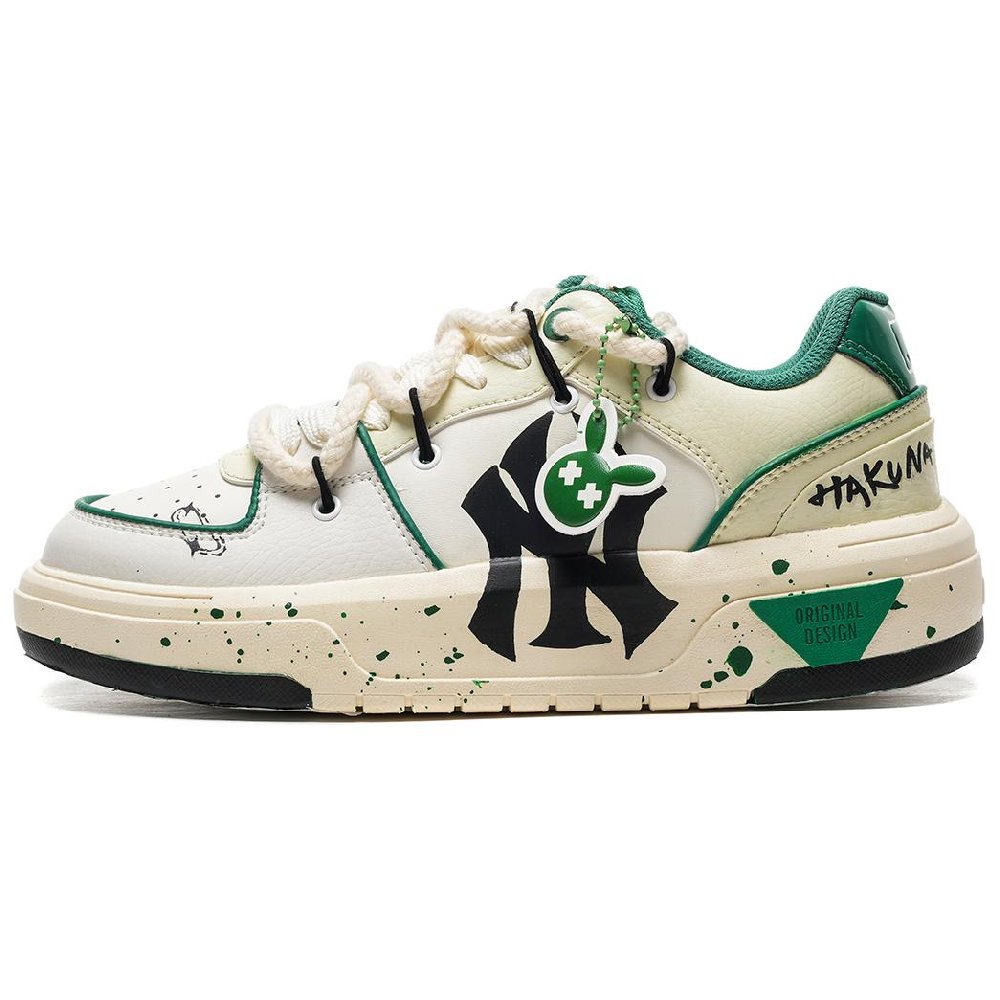 MLB Chunky Liner Coverage Anti-Slip And Wear-Resistant Low-Top Skateboard Shoes Unisex White Green