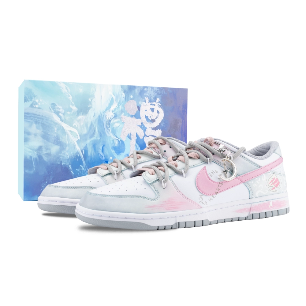 Nike Dunk Pink Rhythm Moon Walk Abrasion Resistant Low top Skateboard Shoes Unisex Gray Pink