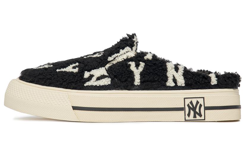 MLB Playball Mule Fleece Monogram Anti-Slip Wear-Resistant Low-Top Skateboard Shoes Unisex Black