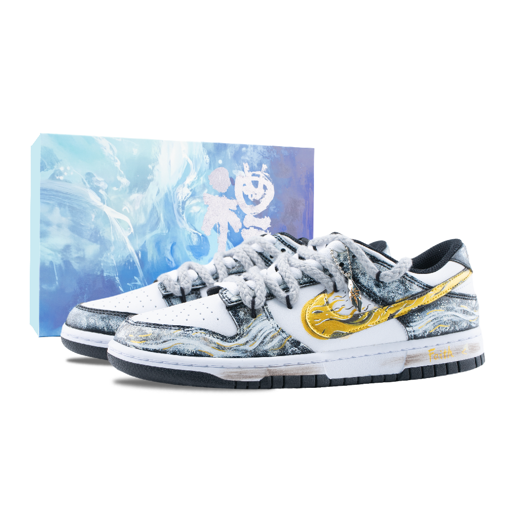 Nike Dunk Tomb Raider Abrasion Resistant Low Top Skateboard Shoes Unisex Gray White