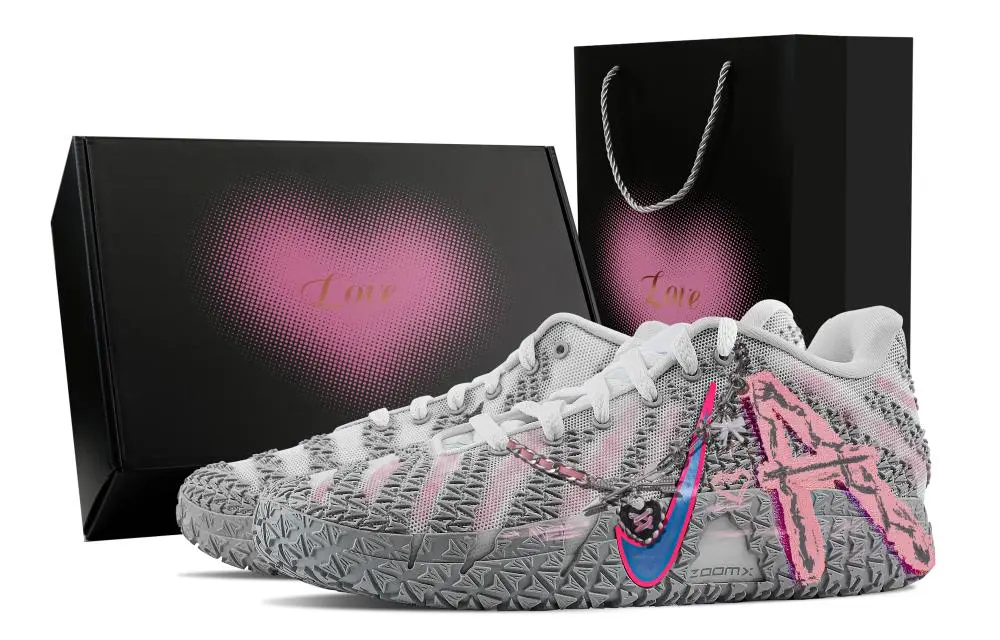 Nike Ja Morant 3 Soft Candy Heartbeat, Heart Box Abrasion Resistant Low top Basketball Shoes Unisex Gray Pink
