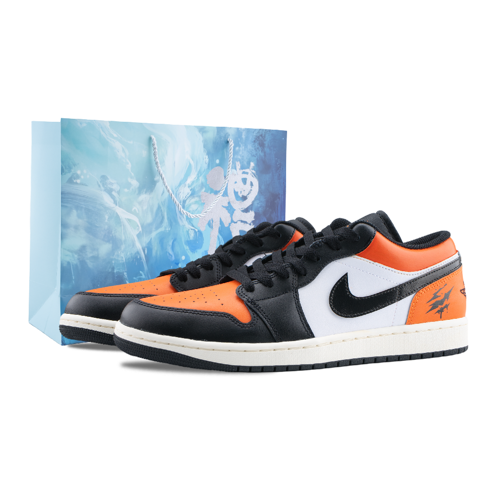 Jordan Air Jordan 1 Vintage Basketball Shoes Unisex Low top Black/White/Orange