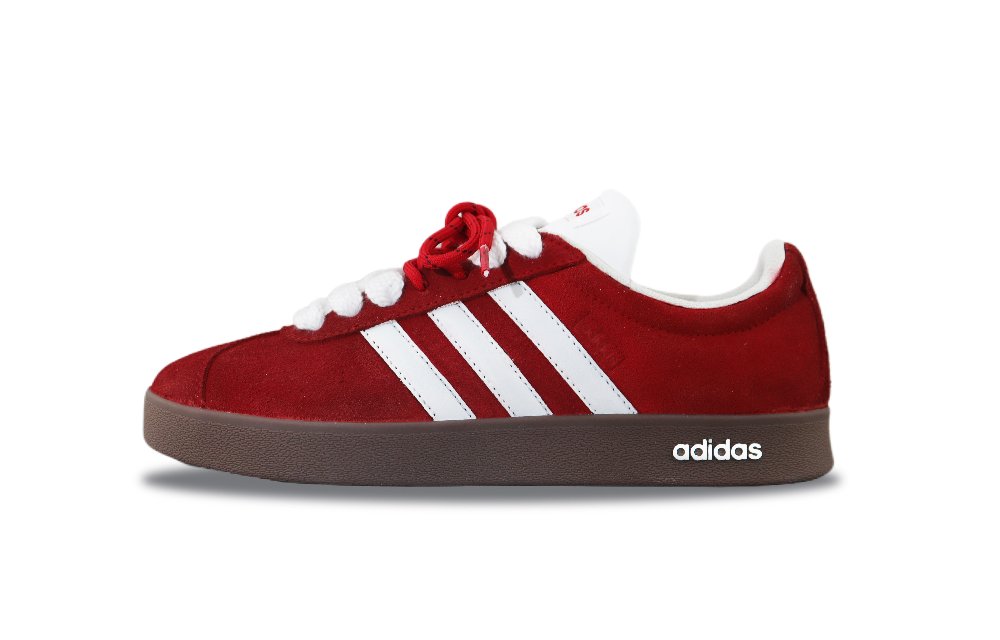 Adidas VL COURT 2.0 Abrasion Resistant Low Top Skateboard Shoes Unisex Red White
