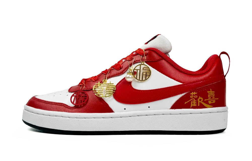 Nike Court Borough Low-Top Skateboard Shoes Women's Red White