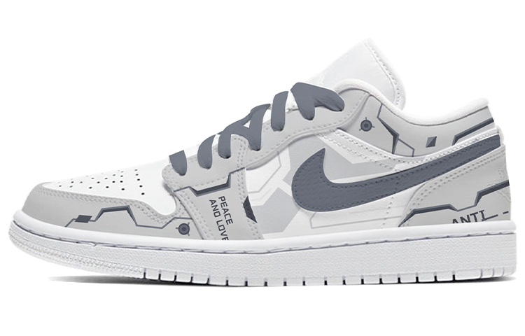 Jordan Air Jordan 1 Low Wear-Resistant Low-Top Vintage Basketball Shoes Women's Black White Gray