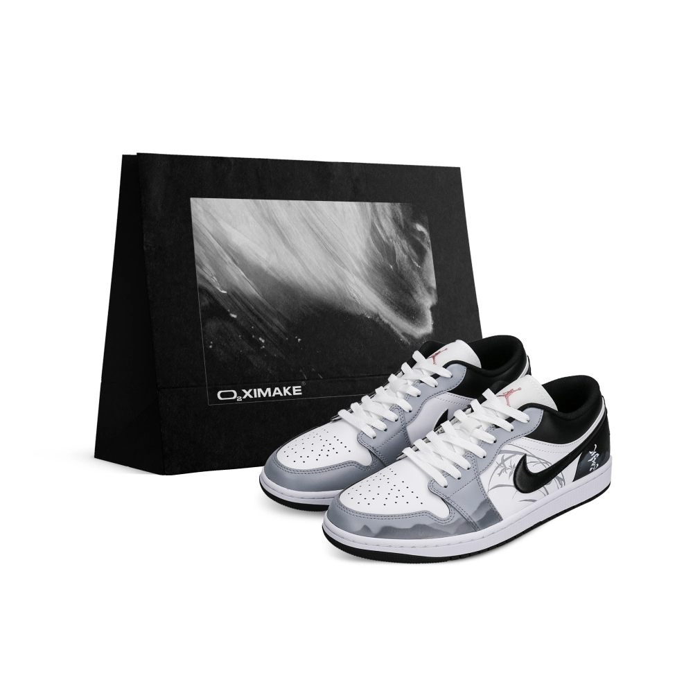 Jordan Air Jordan 1 Low top Vintage Basketball Shoes Unisex Black White Gray