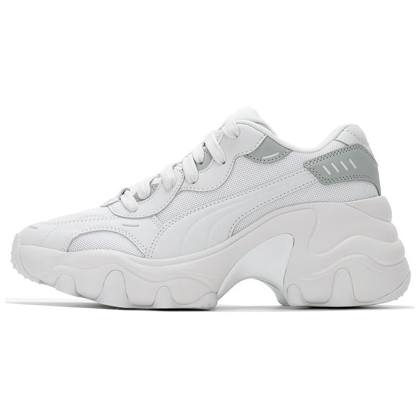 PUMA Pulsar Wedge Abrasion Resistant, Breathable, Lightweight Low Top Chunky Sneakers Women's Gray White