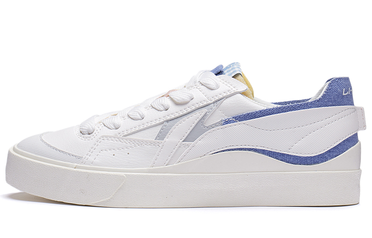LiNing Mu Slip Resistant Cushioning Low Top Skateboard Shoes Women's White Blue