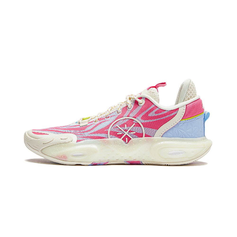 LiNing All City 12 Cushioning Anti-Slip Wear-Resistant Breathability Low-Top Basketball Shoes Men's Pink Blue