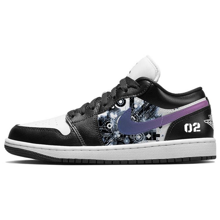 Jordan Air Jordan 1 Wear-Resistant Slip-Resistant Low-Top Vintage Basketball Shoes Women's Black White