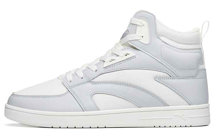 Anta Street Naughty Slip-Resistant Cushioning Wear-Resistant High-Top Skateboard Shoes Men's White Gray