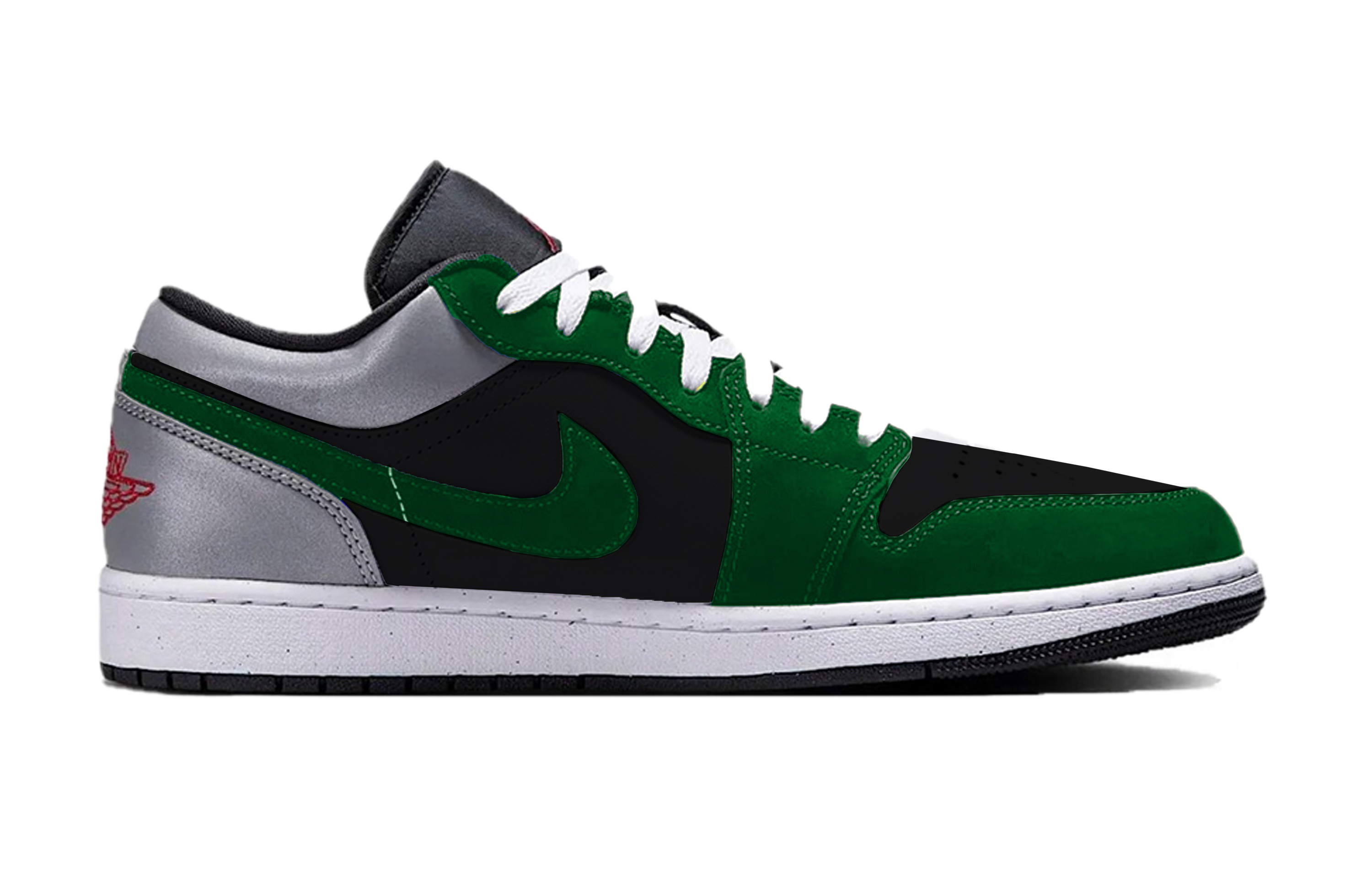 Jordan Air Jordan 1 Black Forest Abrasion Resistant Low top Vintage Basketball Shoes Unisex Black Green