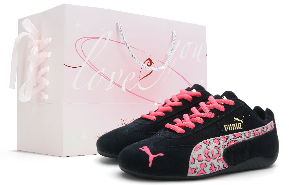 PUMA Speedcat Anti-Slip And Wear-Resistant Lightweight Low-Top Casual Shoes Unisex Black Pink