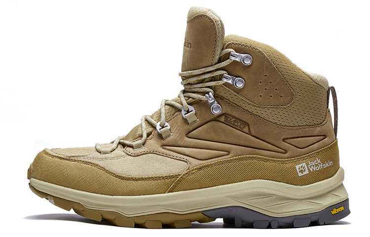 Jack Wolfskin Waterproof And Breathable High-Top Trekking Shoes Men's Gray Yellow