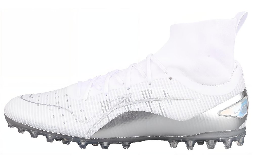 LiNing MG Multi Ground Artificial Turf Slip Resistant Abrasion Resistant Soccer Shoes Men's White Silver