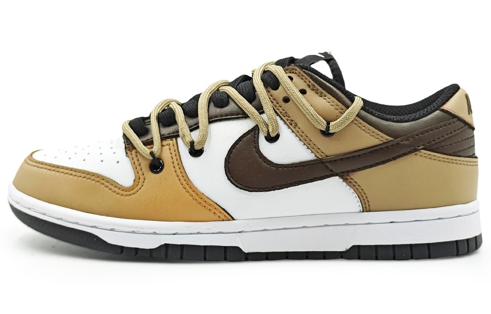 Nike Dunk 'White/Black' Abrasion Resistant Low Top Skateboard Shoes Women's Brown