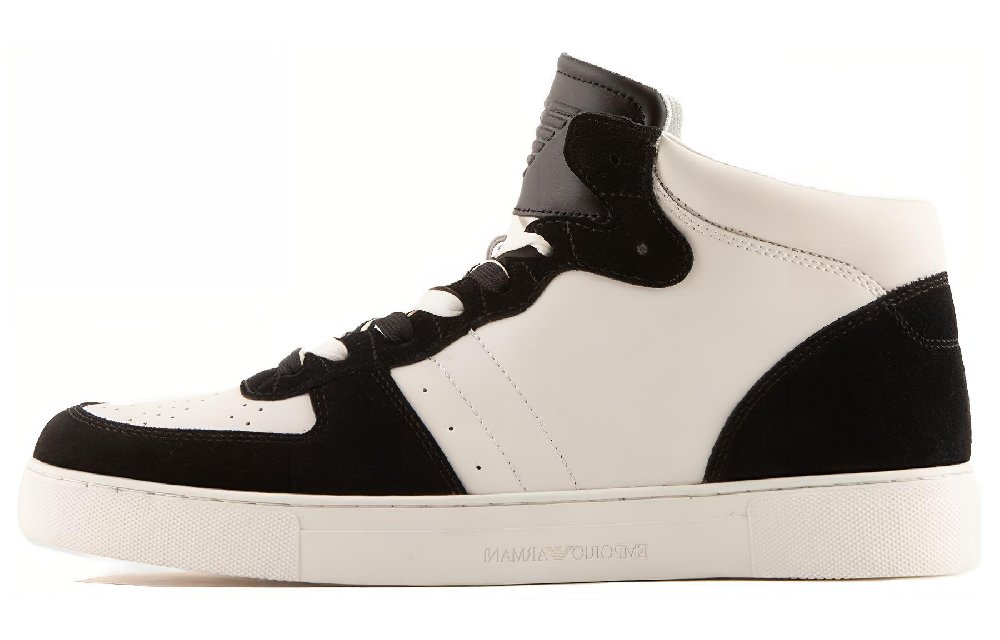 EMPORIO ARMANI Mid Top Stylish Skateboarding Shoes Men's Black White